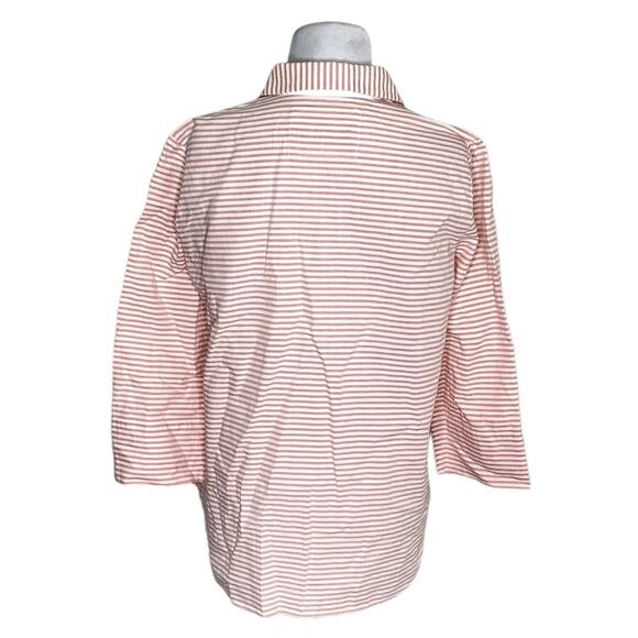 Lafayette 148 Striped Button Down Cotton Shirt Top Pink Size S - Picture 2 of 4